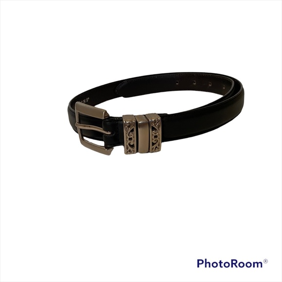 SILPADA BELT BLACK ITALIAN LEATHER 1” Wide SILVER TONE BUCKLE SIZE M WOMENS main image 8